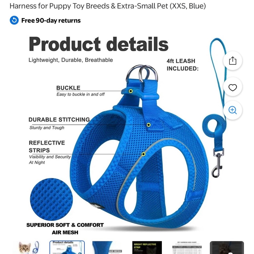 Fida Blue Dog or Cat Harness with Leash
XXXS - Picture 4 of 10